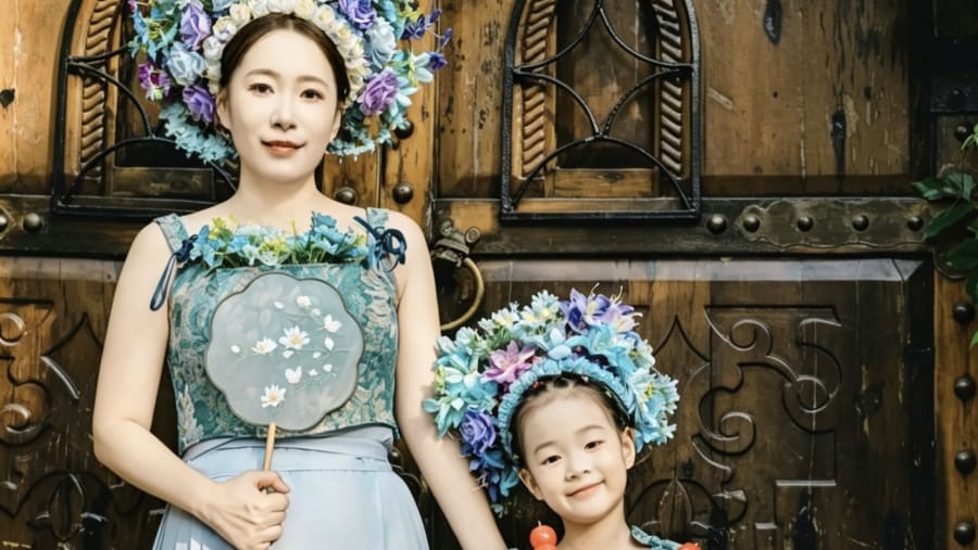 Traditional Hairpin Flower Costume