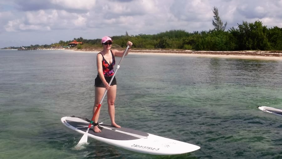 Playing with the paddleboard