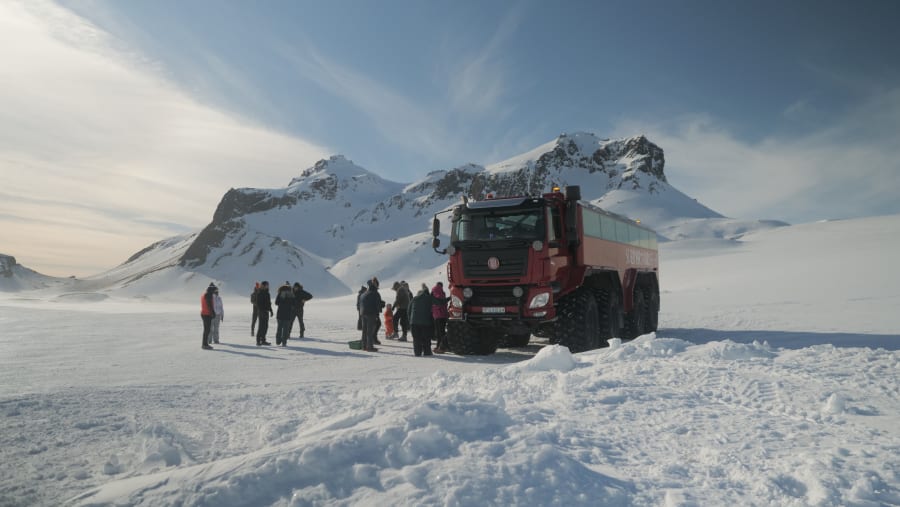 Guests on the Glacier with the Sleipnir Monster Truck
