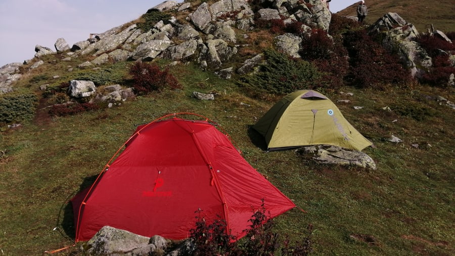Campsite on the mountains of Huser Highlands