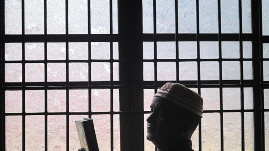 Devout Muslim at Prayer in Yangon, Myanmar