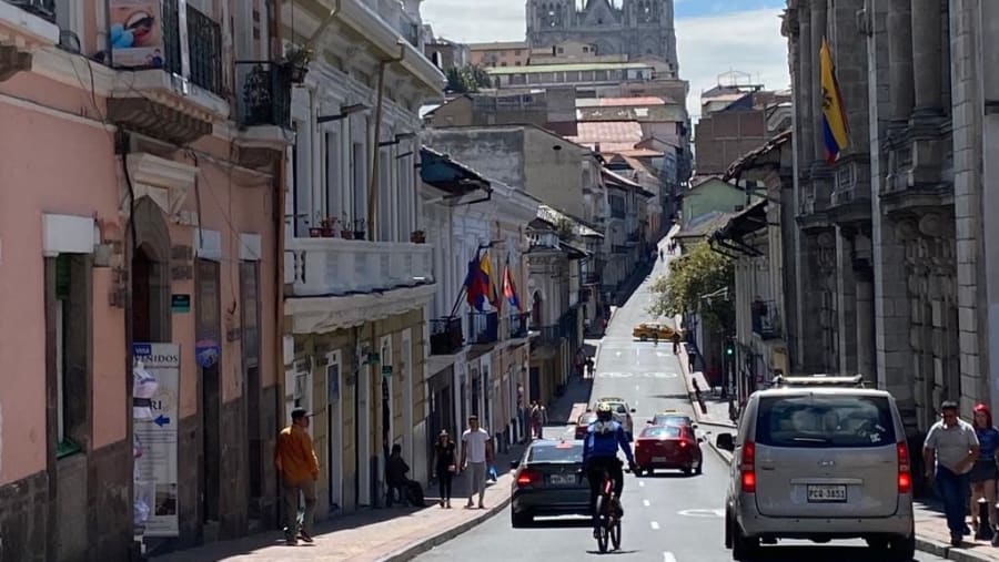 Venezuela street with the Nationa Basilica atop.