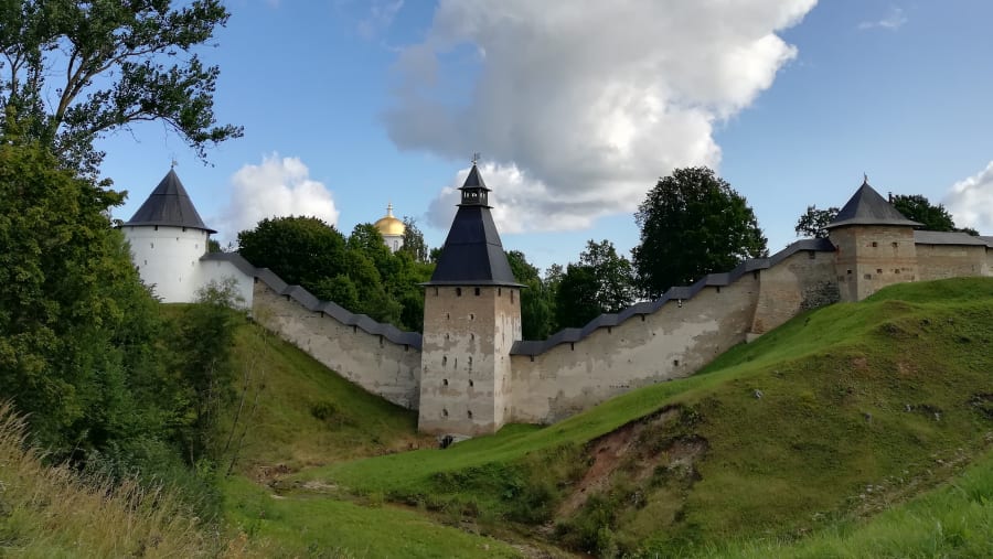 Towers and fortress walls surrounding Assumption monastery