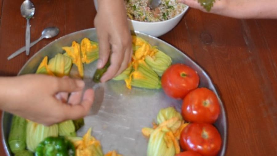 Preparing the Cretan meal
