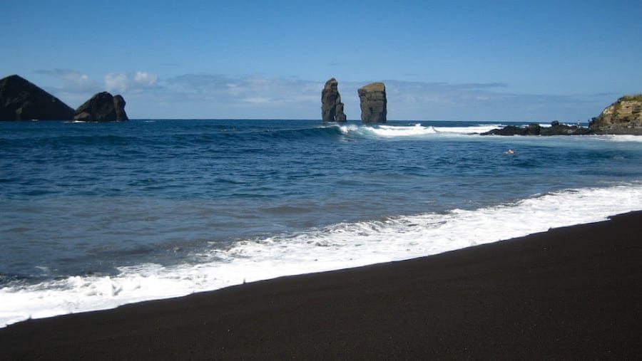 Stoll Through the Black Beach Sand in Batu Putih village
