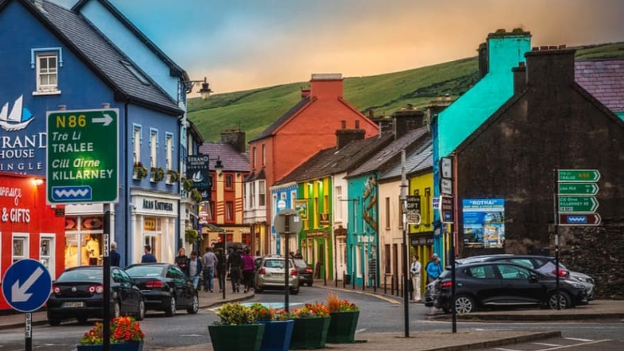 Old Irish Town The Dingle Peninsula At Sunset