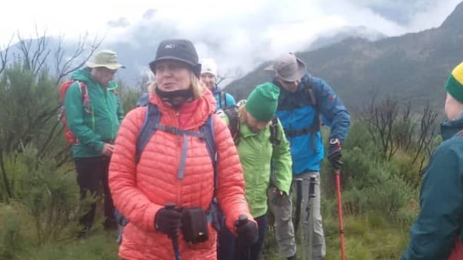 Hiking up a mountain