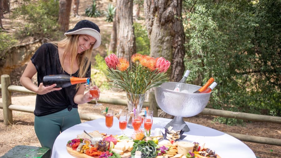 Tourist enjoying lunch in Cape Town