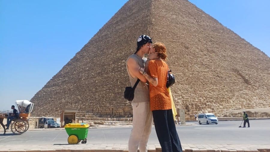 Tourists in Giza Pyramids