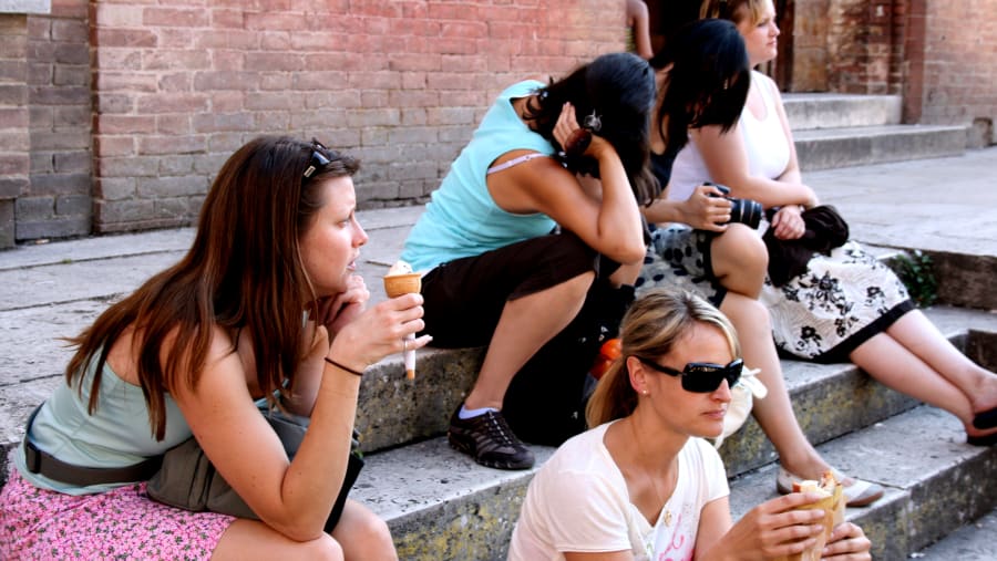 Eating Ice Cream In Florence, Italy