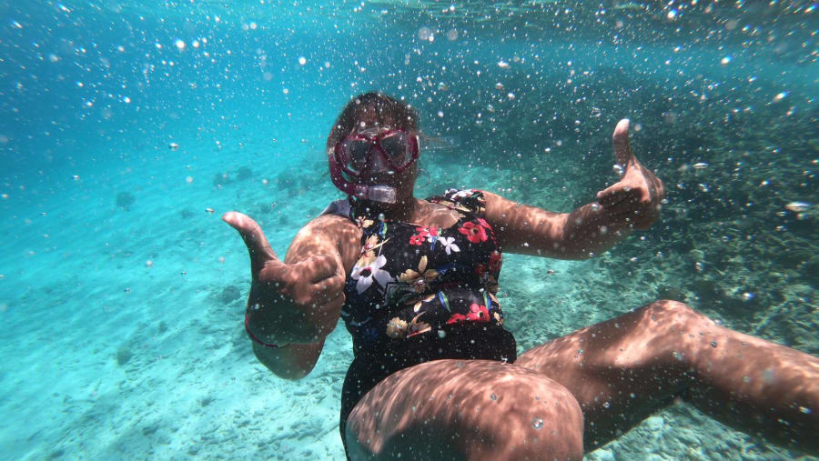 Traveler snorkeling in Bonaire