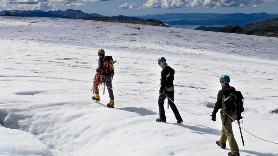 Trekking on ice in Norway