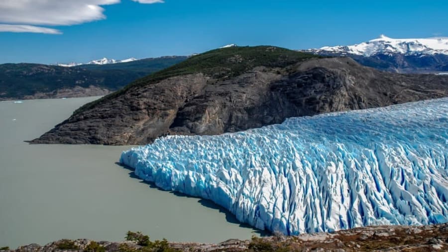 Trail across the spectacular Grey Glacier