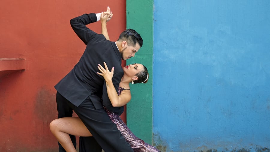 Tango Dancers Pose For Photos