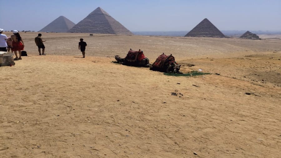 Travelers at the Giza Necropolis