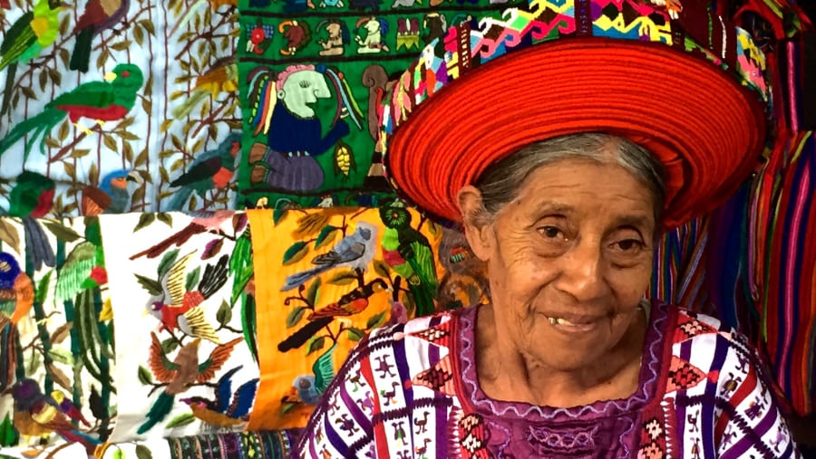 Local Women Weaver At Santiago Atitlan Village
