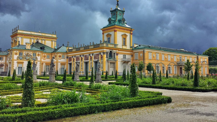 Wilanów Palace on a Cloudy Day
