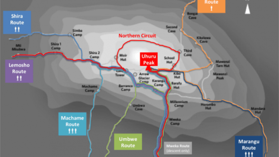 Kilimanjaro Trekking Route Map