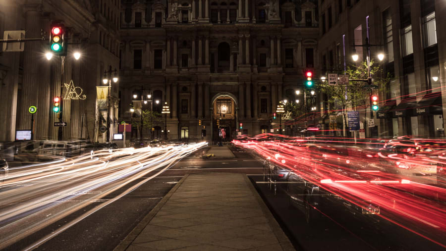 Street of Philadelphia at night
