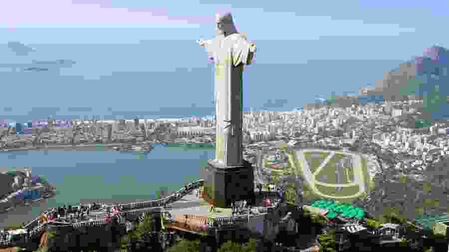 An aerial view of Christ The Redeemer 