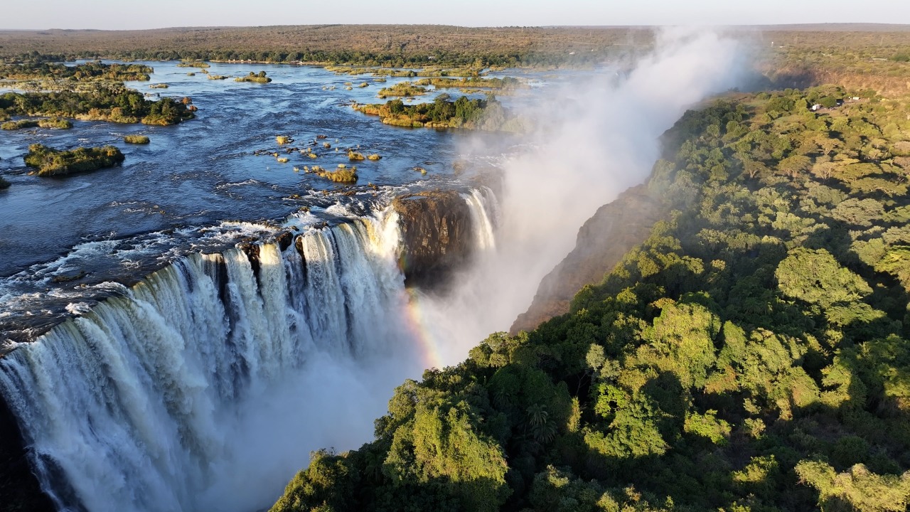Chobe River at sunset, Chobe Riverfront elephant herds, Victoria Falls