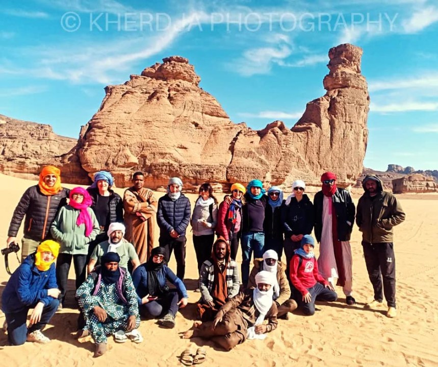 Djanet oasis, vallée d'Iherir oasis, Erg Admer dunes, Tikoubaouine arches