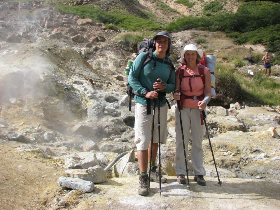 La Olla del Mote fumaroles, Antuco Volcano and Sierra Velluda, Renegado River and Diguillín River valleys