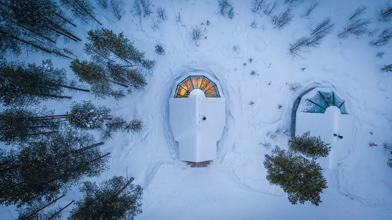 Aurora glass cabin, Ivalo Airport, Arctic skies