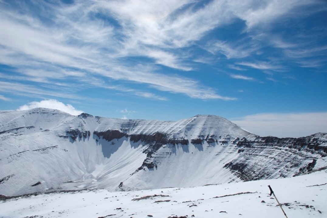 M'Goun Mountain summit, Atlas Mountains, local Berber villages