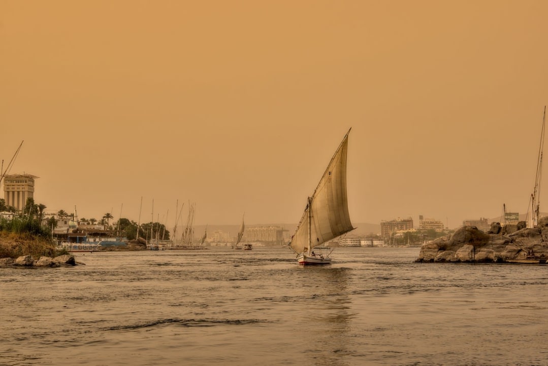 Traditional felucca, the Nile River, Luxor waterfront