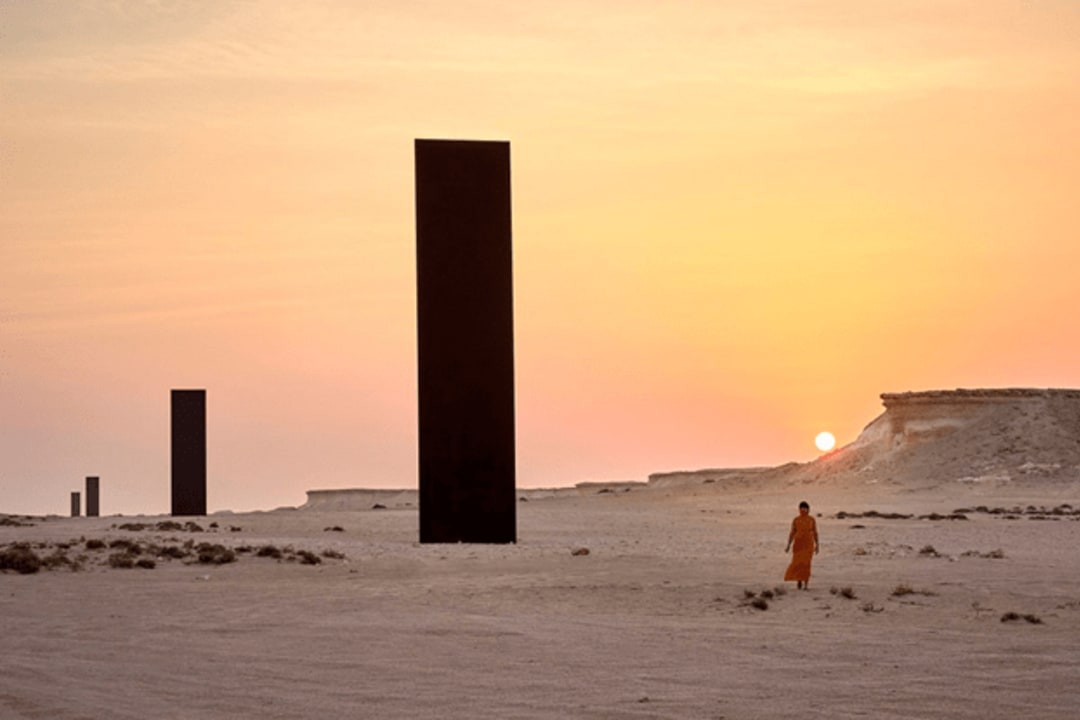 Zekreet peninsula, desert mushroom hills, Richard Serra sculpture, Dukhan Beach