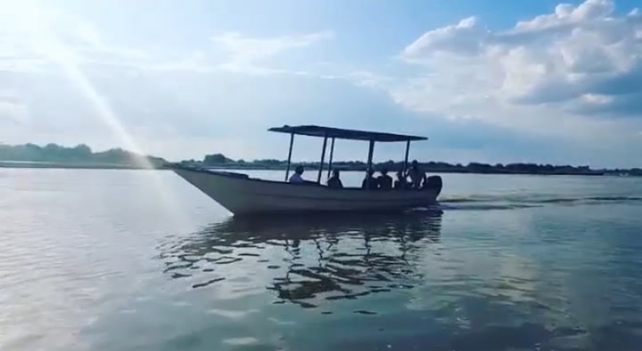 Boat safari on the Great Rufiji River, Selous Game Reserve wilderness, Africa Safari Camp