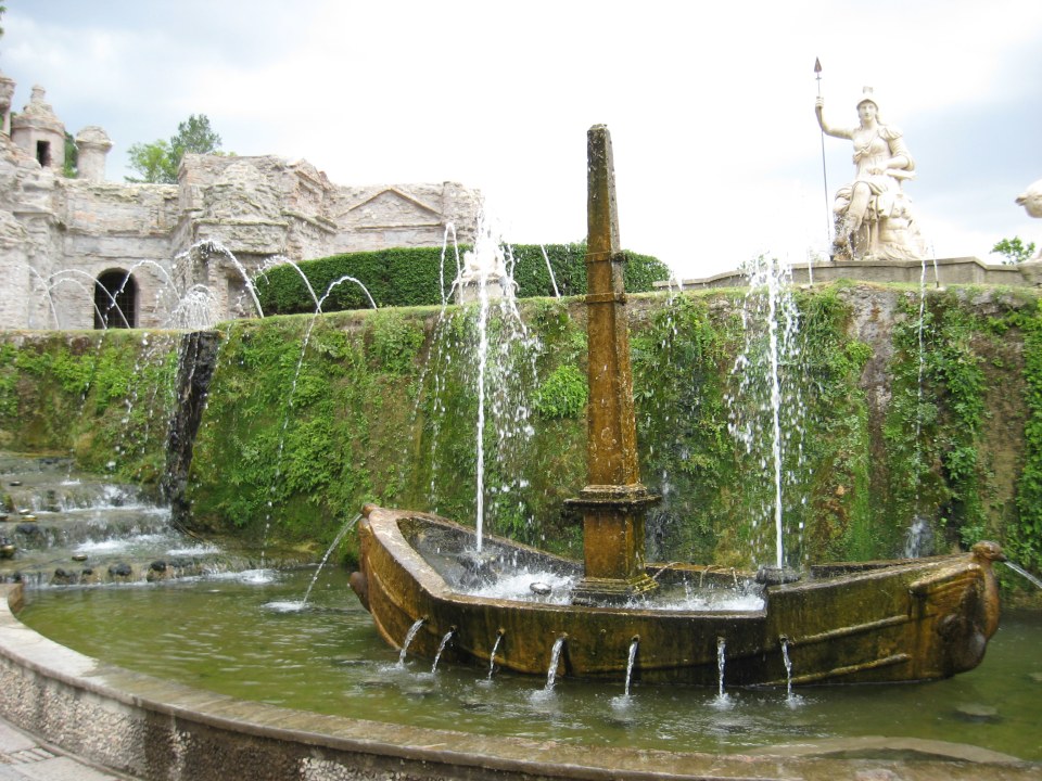 Villa d'Este gardens, Tivoli town, River Aniene waterfalls, Villa Adriana