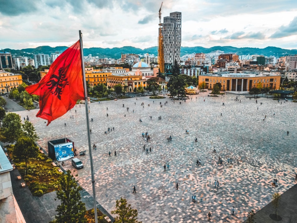 Skanderbeg Square, Pyramid of Tirana, Adriatic Sea, Block area