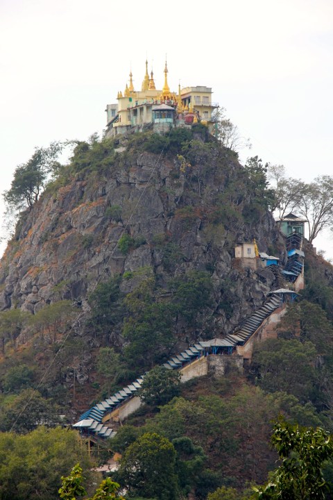 Mount Popa summit, 777 steps, Bagan, small traditional village