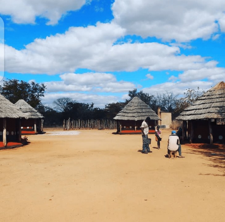 Lesedi Village, Victoria Falls, traditional huts and vegetable gardens