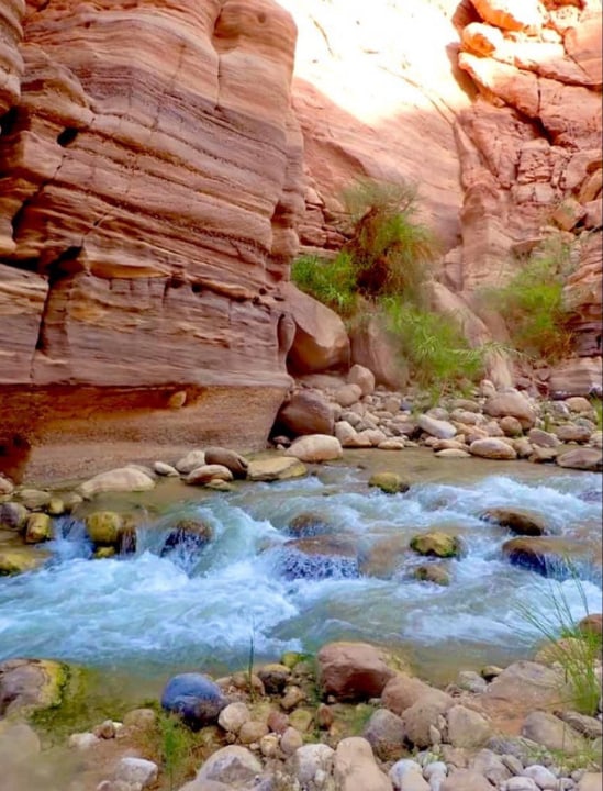 Wadi Al-Hessa waterfall, narrow gorges, caves and rock formations