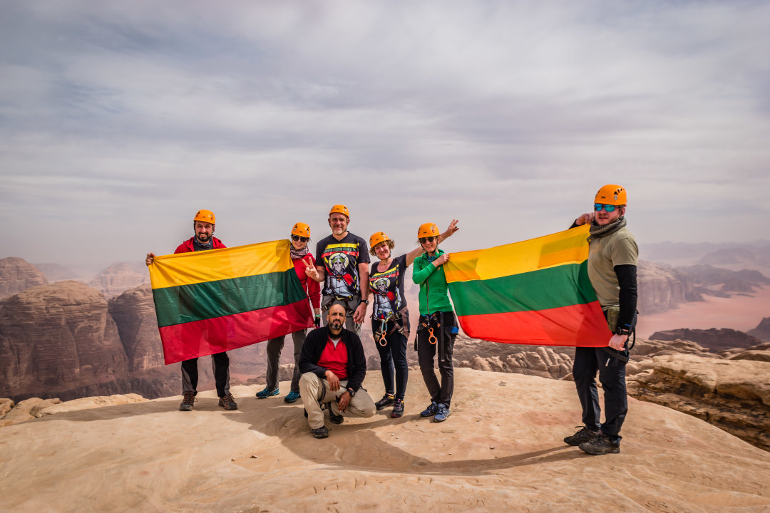 Jabal Rum summit, Thamudic Route scrambling, Wadi Rum Village, Jordan