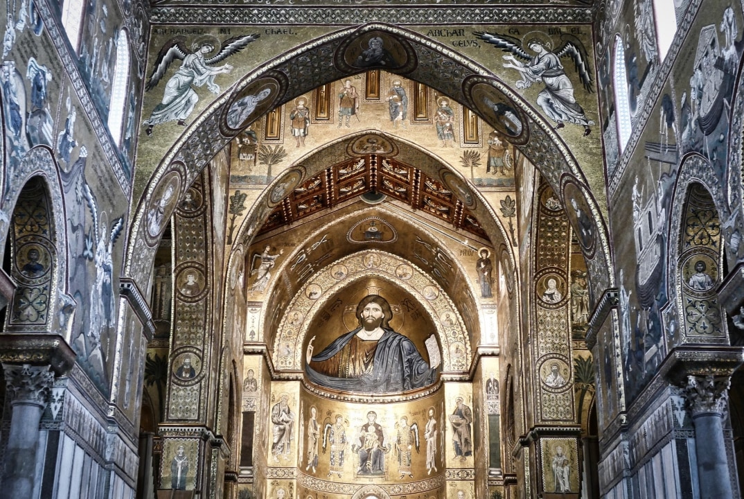 Monreale Cathedral, the monastery's cloister, Piazza Guglielmo II, an old bakery in town