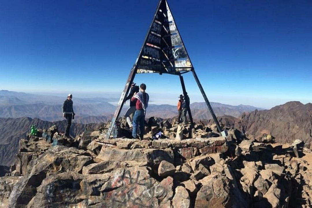 Jbel Toubkal summit, Aat Mizane Valley trails, Sidi Chamarouch sanctuary, plain of Marrakesh