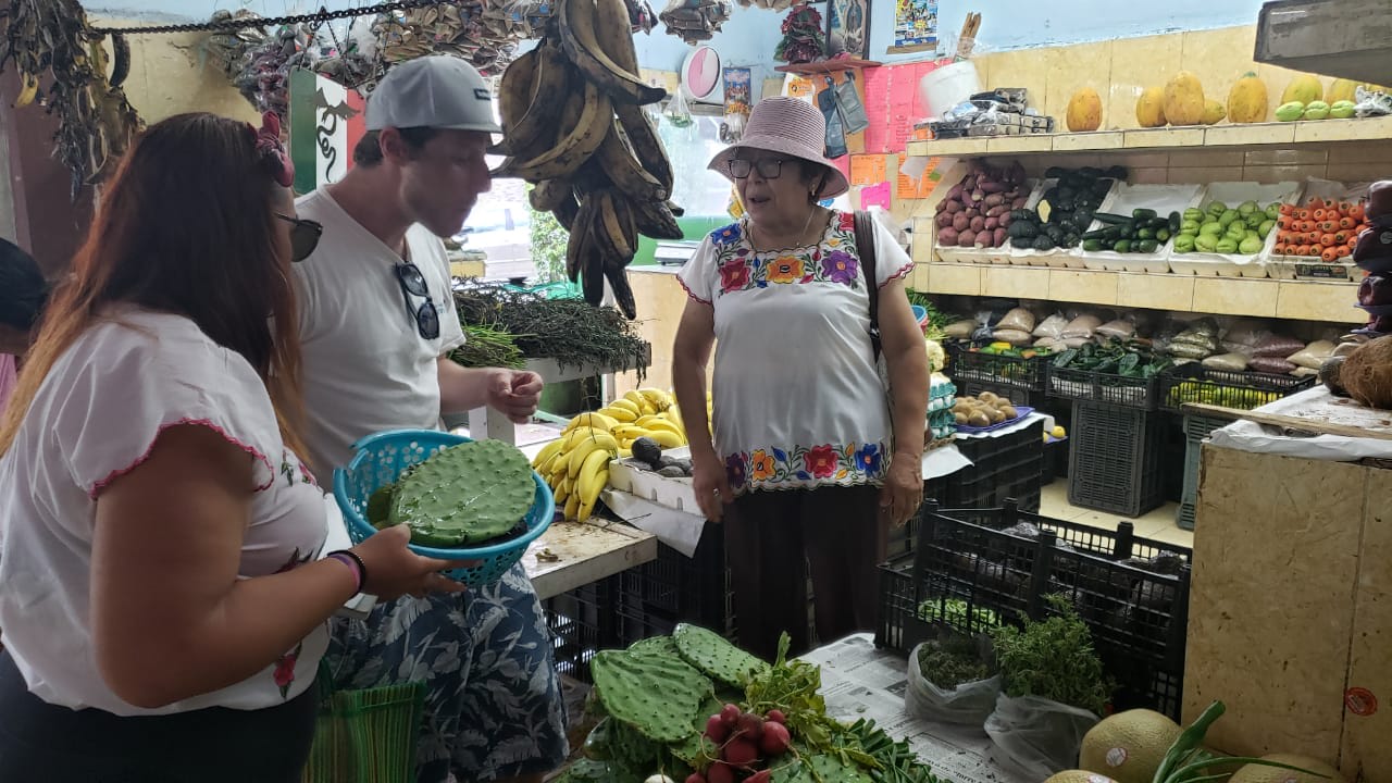 traditional Cozumel market, local family's kitchen, family table