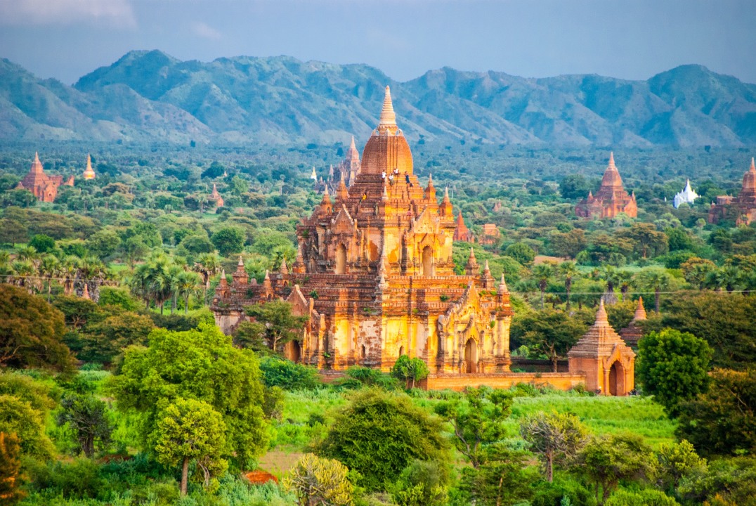 Nat temples, Mount Popa, Bagan pagoda sunset