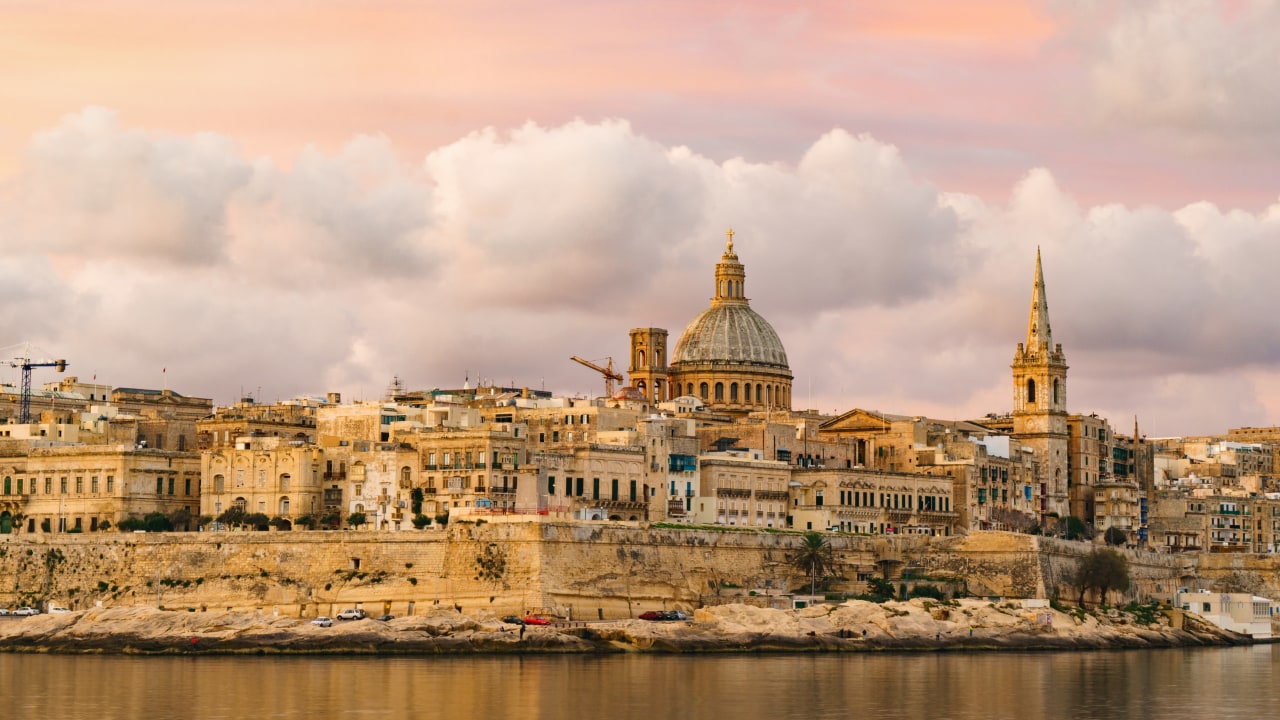 Valletta's main squares, Auberges of the Knights, gardens with views of Malta's Grand Harbour