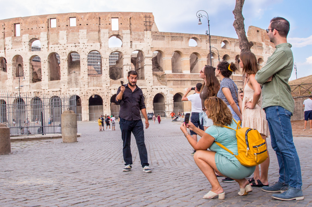 Colosseum arena, Palatine Hill palaces, Via Sacra stones, Roman Forum temples