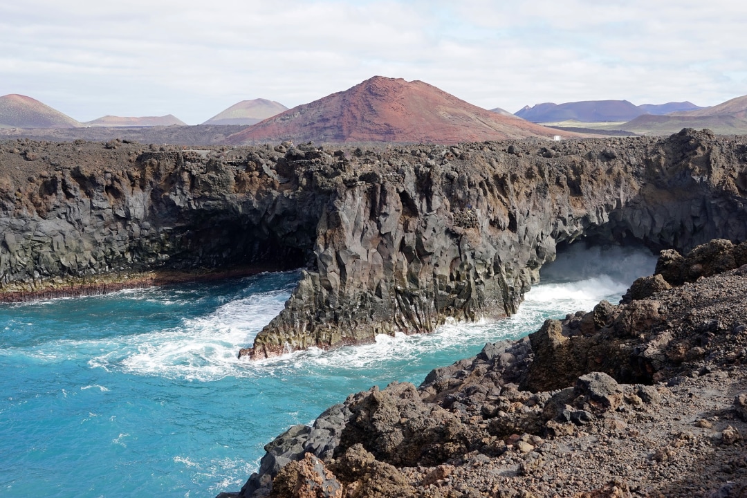 Timanfaya National Park, Green Lagoon at El Golfo, Los Hervideros cliffs, La Geria vineyards