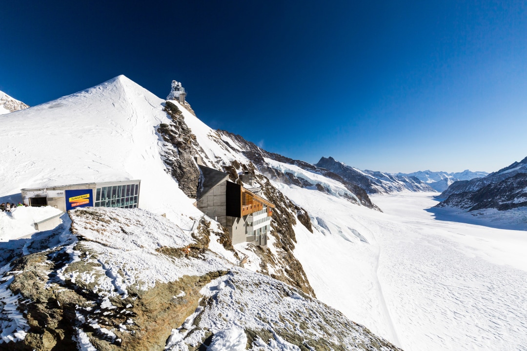Grindelwald cogwheel train, Kleine Scheidegg, Sphinx Observation Terrace, Aletsch Glacier