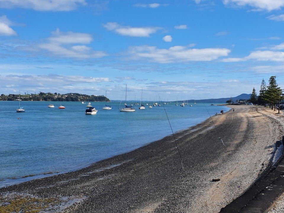 Bucklands Beach coastal outlook, Rangitoto Island, Howick Musick Point headland, Howick Historical Village