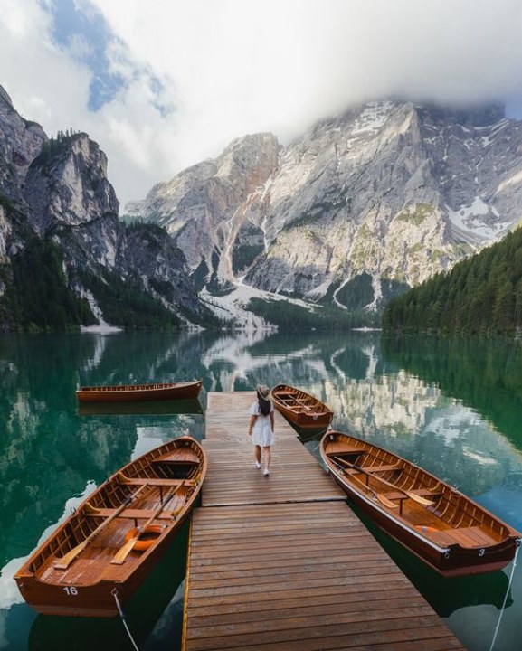 Lake Braies blue-green waters, Lake Auronzo shore, Lake Misurina alpine lake, Tre Cime di Lavaredo viewpoint