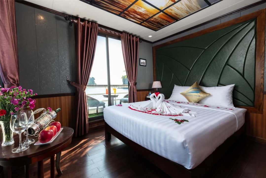 Tràng An limestone mountains and karst caves, Mua Cave panoramic view of Tam Cốc, Santa Maria Cruise in Ha Long Bay