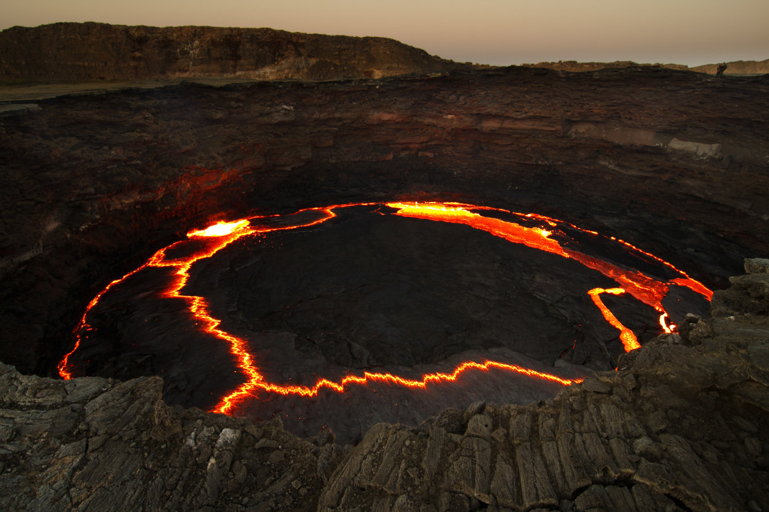 Erta Ale rim, Dallol Depression sulfur springs, Ragad (Acebo) salt caravans